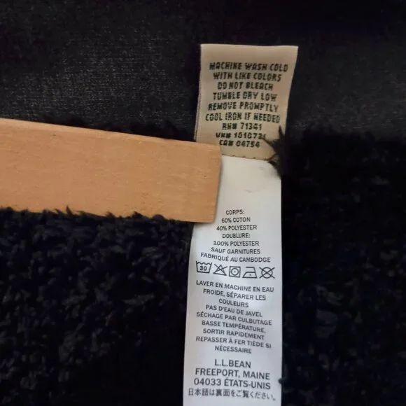 L.L. Bean 1912 Sherpa-Lined Full-Zip Long Sweatshirt Charcoal Women’s Size M - Picture 7 of 16